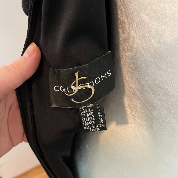 JS Collections Black Evening Gown with Low-Back Detail - Size 10 - Picture 8 of 8